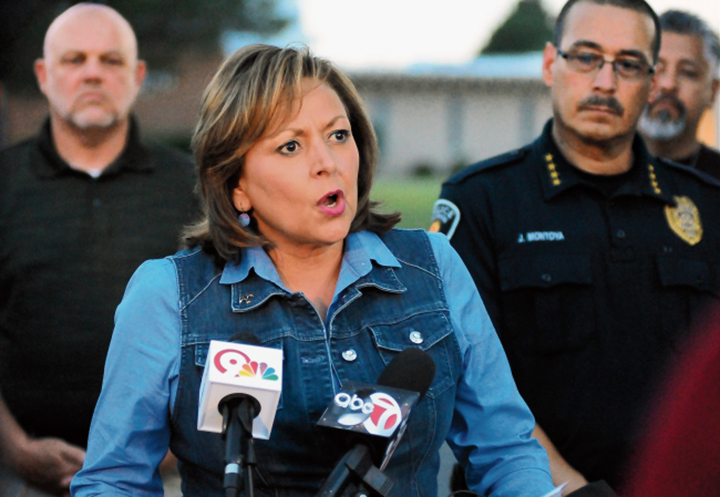 New Mexico Gov. Susana Martinez went to the town of Las Cruces on Sunday night after two explosions rocked two churches there. She vowed to catch the “coward” behind both bombings.