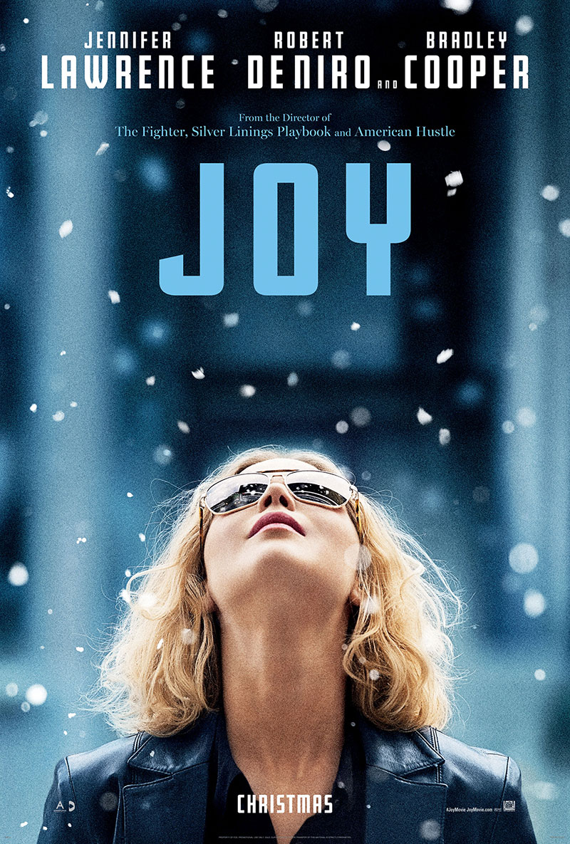 Things are looking up for Jennifer Lawrence in the latest poster of her upcoming movie, Joy, scheduled for release on Christmas Day (December 25). Joy, directed by David O. Russell's, chronicles the life of Joy Mangano, a Long Island woman who invited the Miracle Mop and Huggable Hangers, from age 10 to 40.