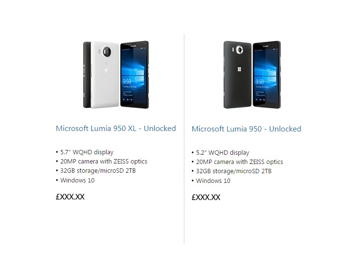 One week before their expected launch, the Lumia 950 and 950 XL have briefly appeared in Microsoft’s official online UK store. The listings, which was placed on the site’s "Windows 10 Ready Phones" section, offered some details about the upcoming flagships.