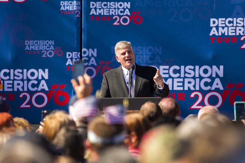 While GOP presidential candidate Donald Trump campaigns to "Make America great again," Evangelist and social conservative Franklin Graham said he wants to make it Christian again. That's partly why Graham is taking his Decision America rallies to all 50 U.S. state capitols.