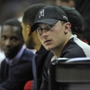 Cleveland Browns quarterback Johnny Manziel watches the game from the front row in the second quarter at Quicken Loans Arena, in Cleveland