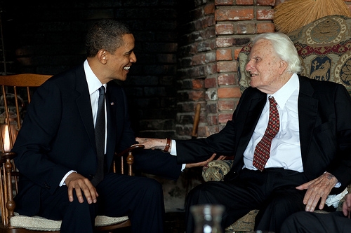 President Obama visited Billy Graham for the first time on Sunday when he briefly met the elderly evangelist at his North Carolina home.
