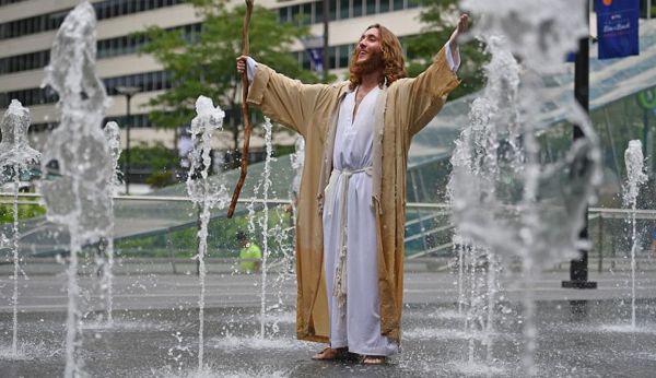 The real Jesus was sinless, but 'Philly Jesus' has been caught on the wrong side of the law, where he was found guilty of trespassing at a Philadelphia Apple store.