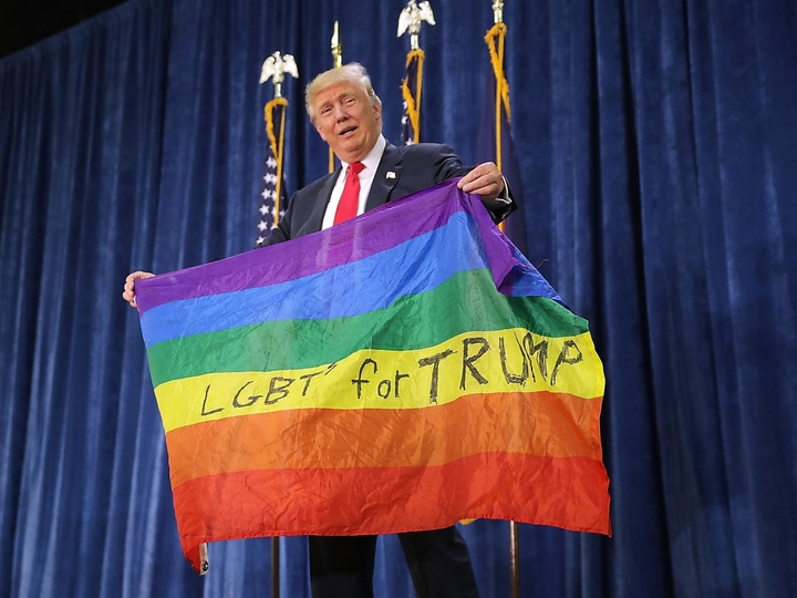 Republican presidential candidate Donald Trump sparked controversy after waving a rainbow-colored, gay flag on which was written "LGBT's for Trump" during a recent rally in Colorado.