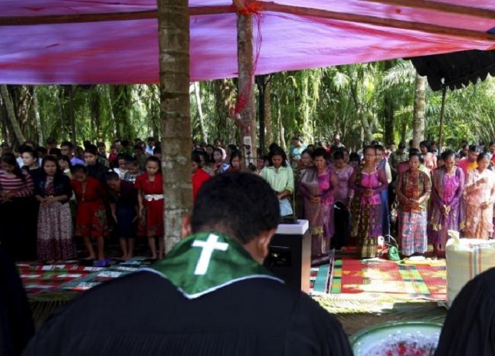 Christians in Aceh Singkil are forced to worship in tents set up in the woods one year after their church buildings were demolished by Islamic extremists, as prospects to rebuild new buildings remain bleak.