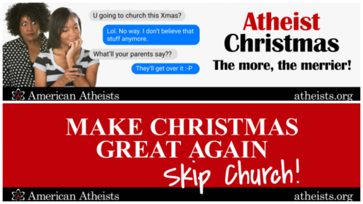 Just in time for Christmas, the controversial group "American Atheists" is continuing its trend of attacks on Christianity through billboard advertising with a new campaign encouraging young people to skip church.