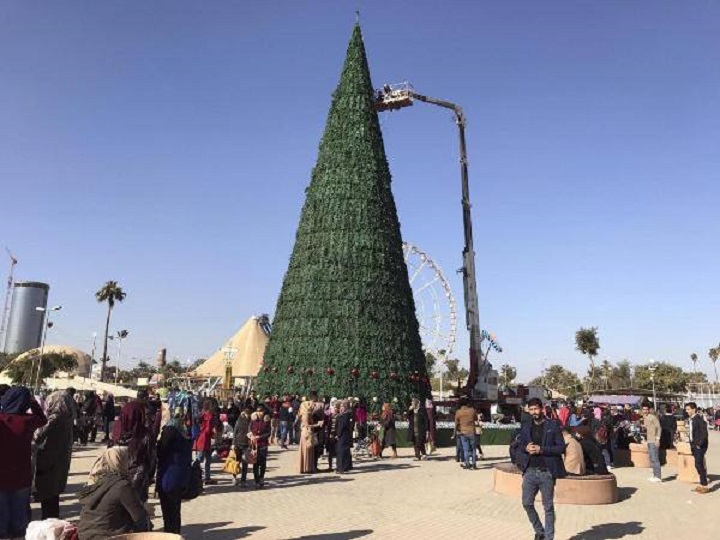 A Muslim Iraqi businessman has constructed the tallest Christmas tree in Baghdad as a symbol of solidarity with Christians. and as a way to help fellow Iraqis receive comfort for the violence in Mosul.