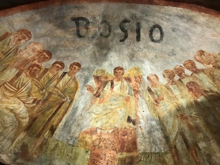 Ancient frescoes depicting the early Christians and some scenes from the Bible were uncovered in Rome’s oldest catacomb located near the Appian Way.