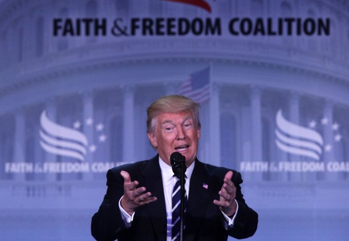 June 9, 2017: President Donald Trump has vowed to "fight" for the rights of Christians in America and thanked the evangelical community for never letting him down during an address delivered at the Faith and Freedom Coalition's annual conference.