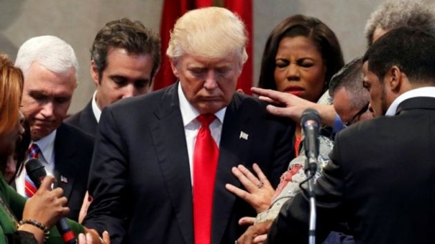 July 12, 2017: A number of faith leaders gathered around U.S. President Donald Trump, laying their hands on him and praying for "supernatural wisdom, guidance and protection" during a prayer session at the Oval Office on on Monday.