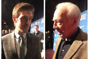 Dan Stevens (left) and Christopher Plummer (right) attend the red carpet premiere of 