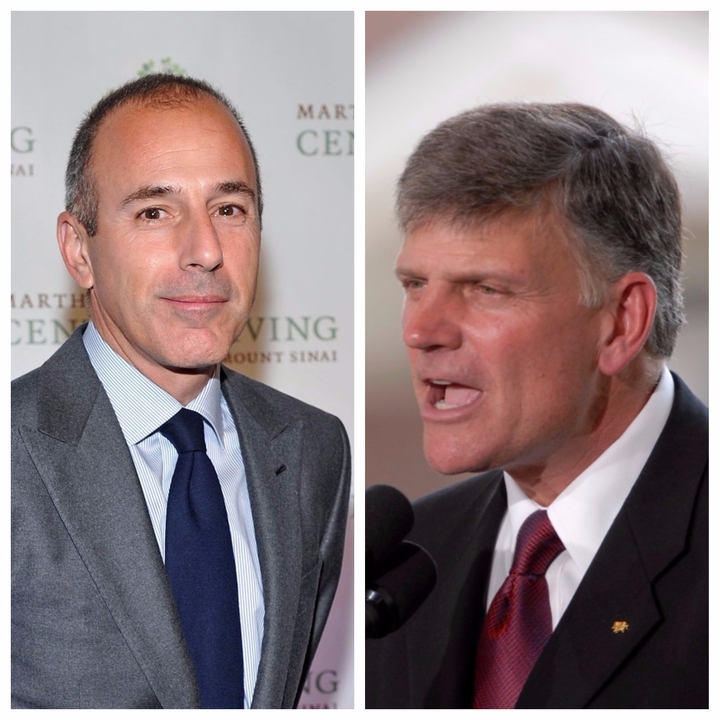 Evangelist Franklin Graham said the firing of longtime "Today Show" anchor Matt Lauer over sexual misconduct allegations is a "warning to all of us to examine our lives."