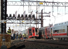 Two Metro-North trains collided in Connecticut after a “major derailment” during the evening rush hour tonight, causing at least two dozen injuries and massive delays on the New Haven Line.