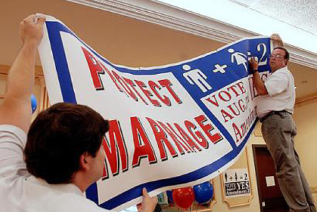禁止同性婚姻的憲法修正案在美國密蘇里州獲得壓倒性的支持
