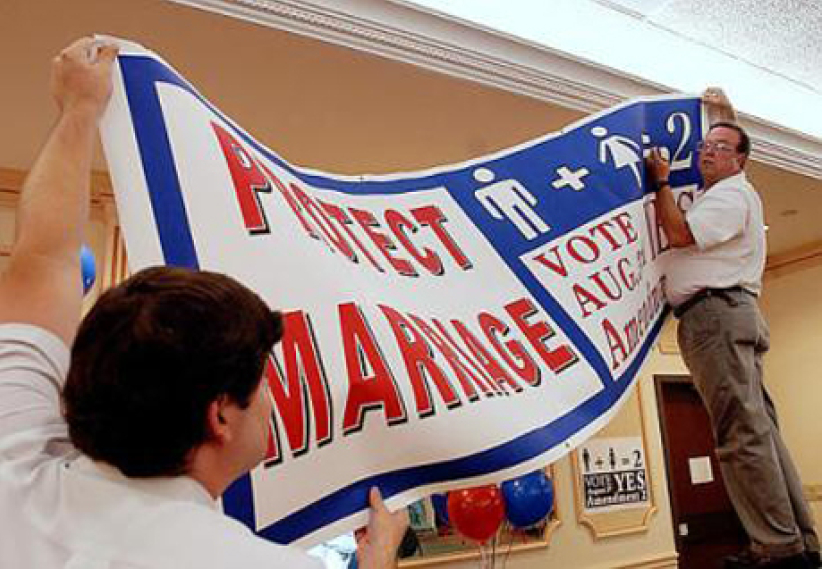 禁止同性婚姻的宪法修正案在美国密苏里州获得压倒性的支持