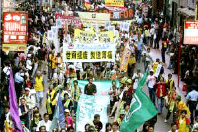 民間世貿大遊行搶先為明日會議揭序幕