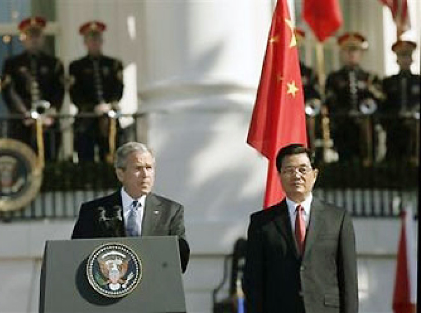 胡錦濤到訪白宮 布殊談中國人權自由