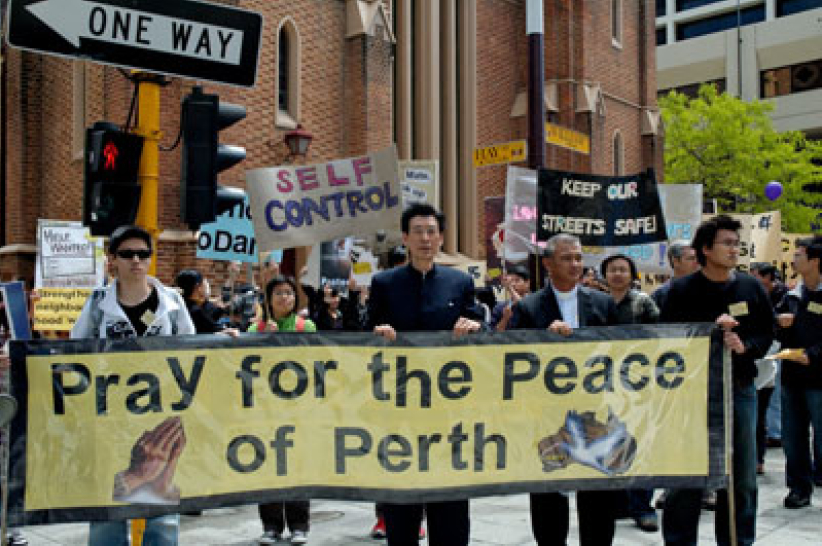 西澳華人遊行為平安禱告