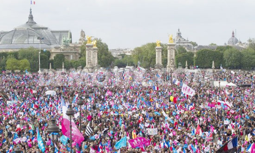 巴黎数十万人反对同性婚姻 法国面临分裂
