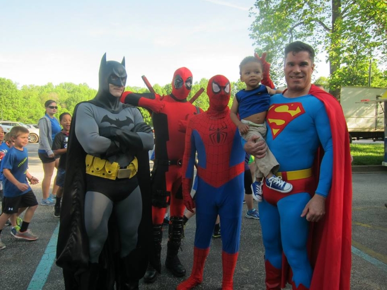 Some superheroes at the March of Dimes, 2014