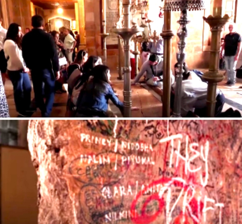 耶路撒冷教堂外露歷代朝聖者塗鴉石板 