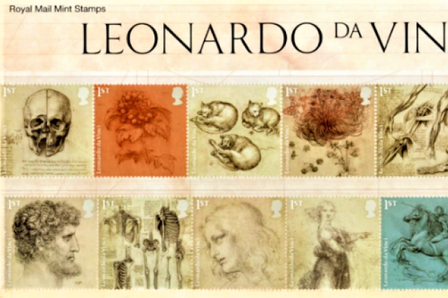 畫家達文西逝世500年 英梵推記念郵票