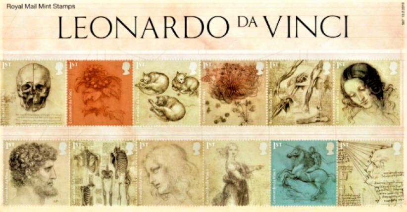 畫家達文西逝世500年 英梵推記念郵票