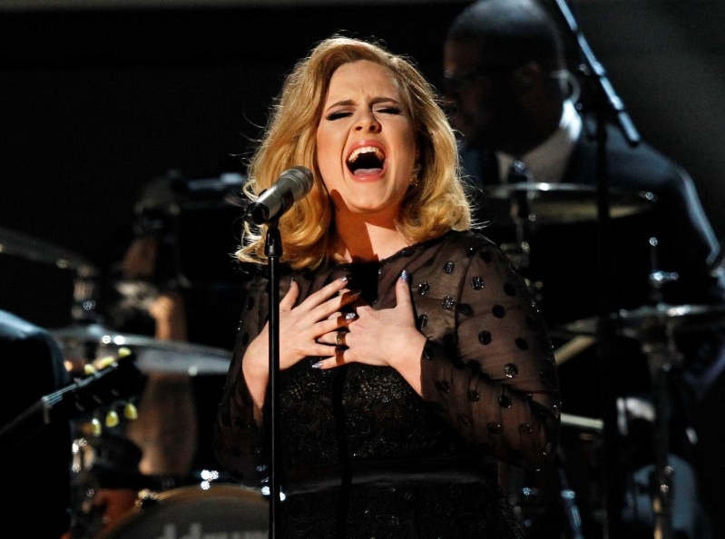 Adele performs at the 54th annual Grammy Awards in Los Angeles