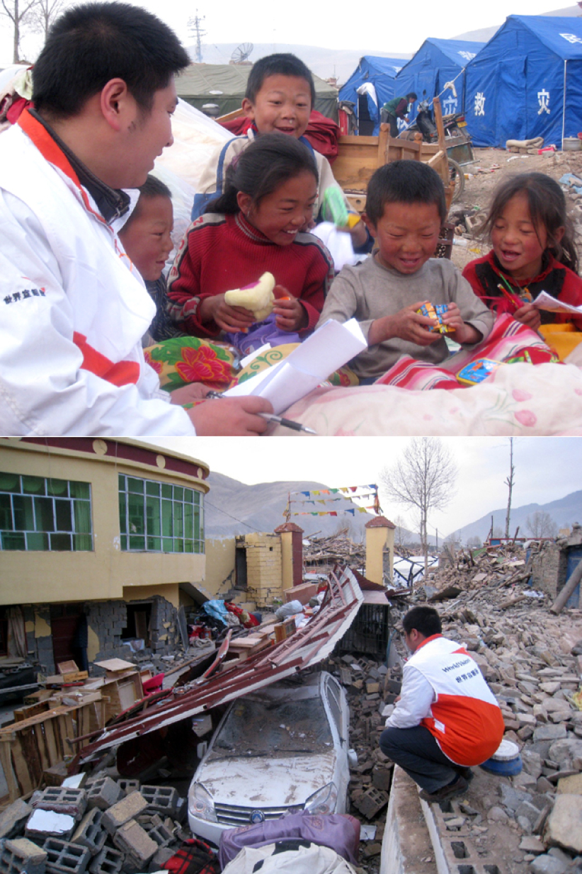 宣明會在青海省玉樹縣 向災民派發救援物資