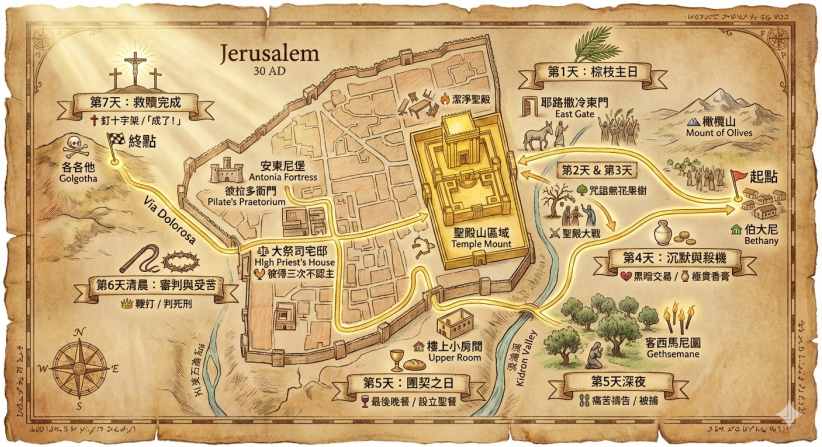 主耶穌最後七天的主要事件