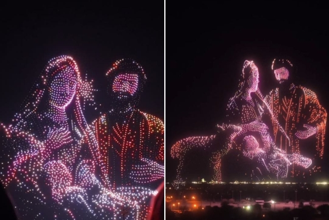 5000無人機點亮夜空 德州重現巨型聖誕場景