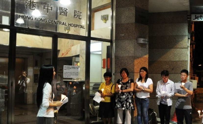 團體在港中醫院外辦墮胎胎兒追悼會